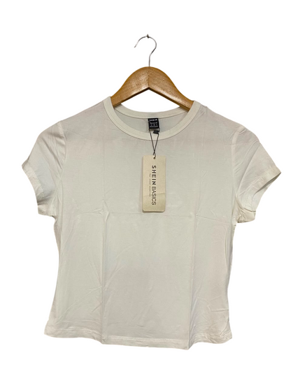 SHEIN |M| BUST 16| A24| WHITE CREW NECK CROP T-SHIRT