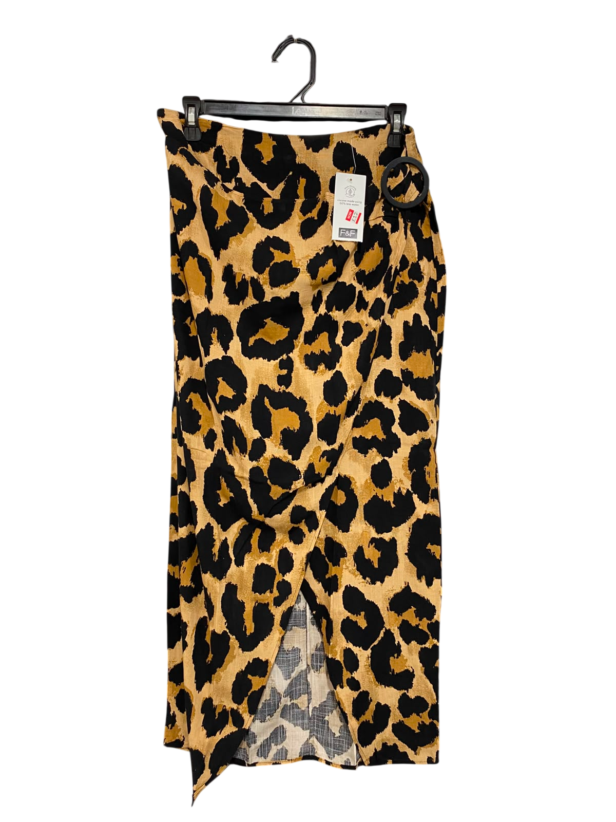 F&F |L| WAIST 30| A24| LEOPARD PRINT WRAP-STYLE MIDI SKIRT