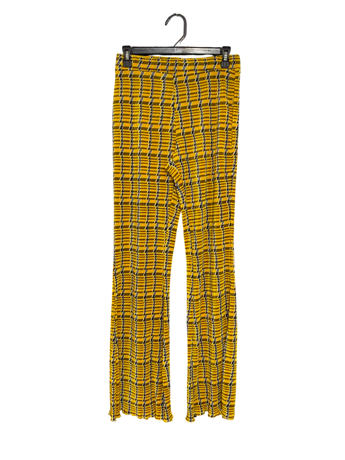 ZARA |M| WAIST 26| A24| YELLOW AND BLACK CHECKED PLEATED FLARED TROUSERS