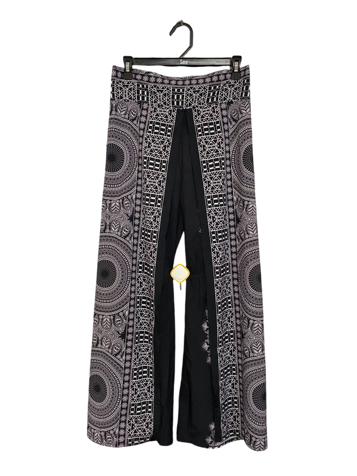 |S/M| WAIST 28| A24| BLACK AND WHITE MANDALA PRINT WIDE-LEG PALAZZO TROUSERS