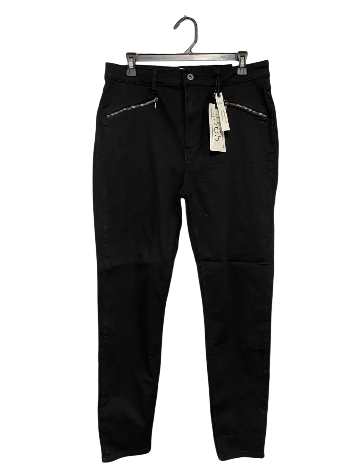 DENIM 365 |XL| WAIST 32| A24| BLACK SLIM-FIT JEANS WITH ZIP POCKETS