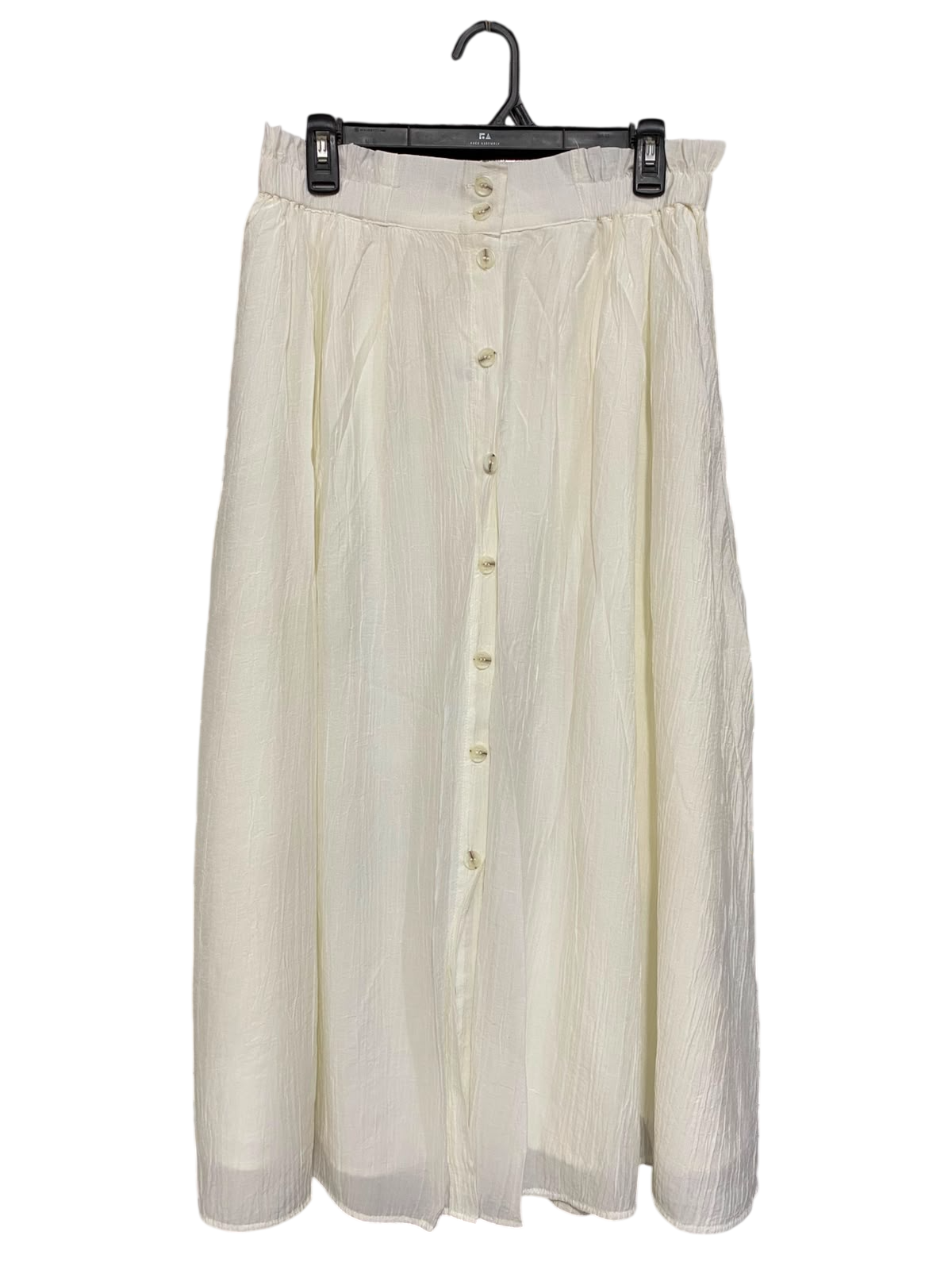 H&M |M| WAIST 29| A24| CREAM CRINKLE BUTTON-FRONT MIDI SKIRT
