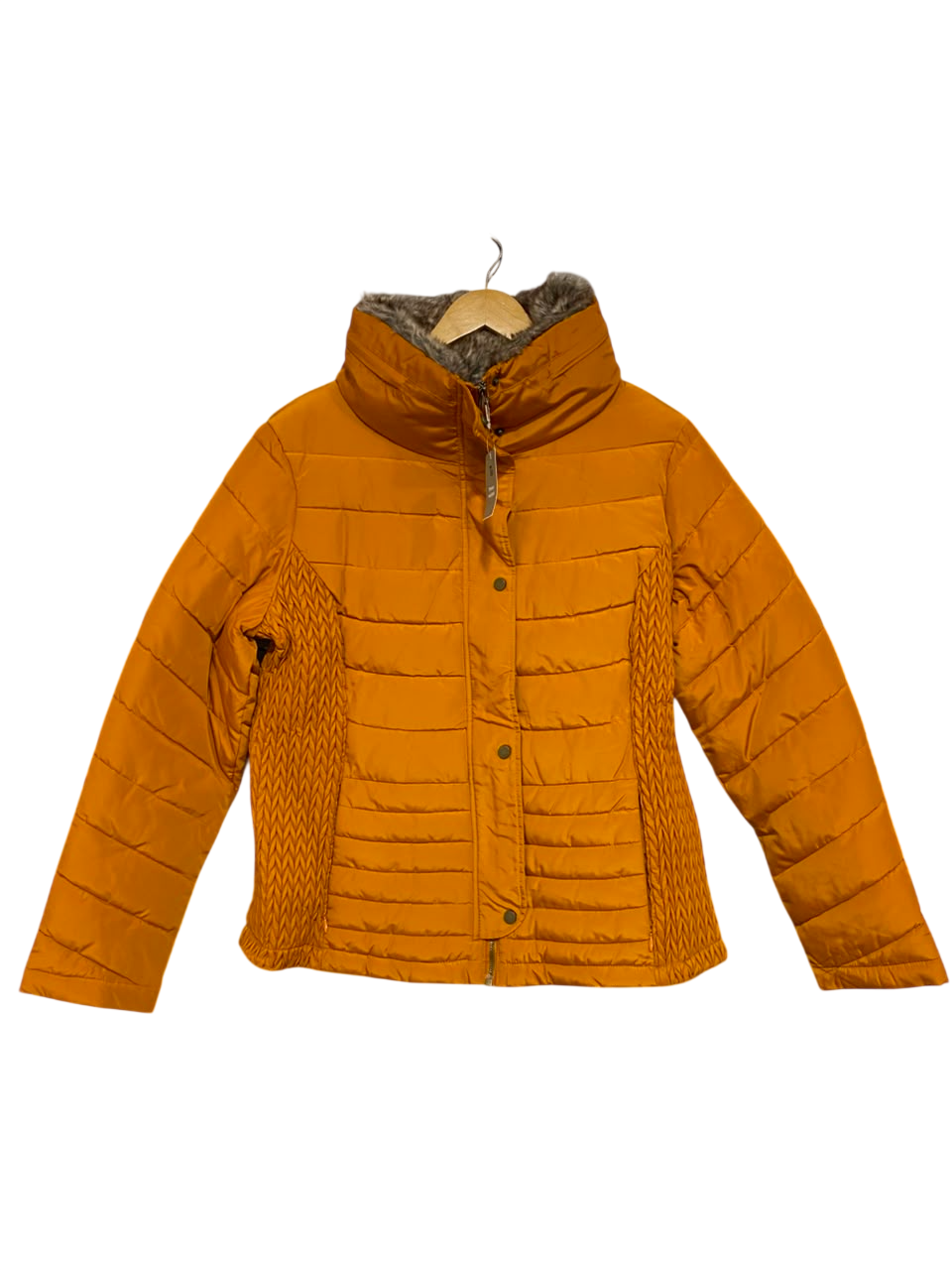 TU WOMAN |L| BUST 22| B43| MUSTARD YELLOW QUILTED PUFFER JACKET WITH FAUX FUR LINING
