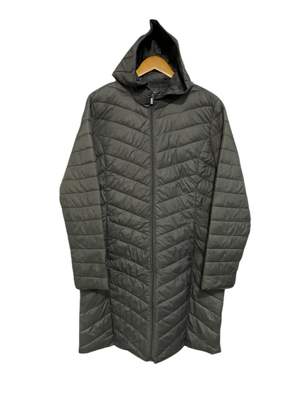PRIMARK CARES |M| BUST 21| B33| DARK GRAY HOODED QUILTED LONG PUFFER COAT