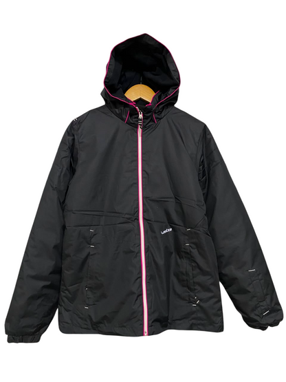 DECATHLON |L| BUST 20| B46| BLACK AND PINK HOODED ATHLETIC WINTER JACKET