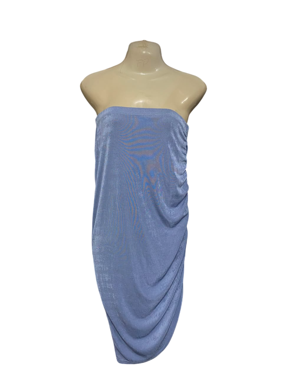 MISSGUIDED |M| BUST 15| A25| GLAMOROUS PERIWINKLE BLUE SHIMMER STRAPLESS BODYCON DRESS