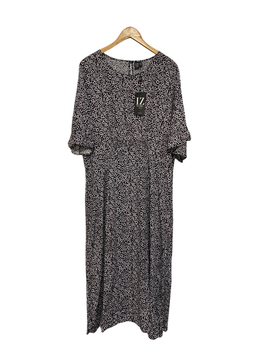 IZABEL |XL| BUST 24| A25| BLACK AND WHITE FLORAL PRINT MIDI DRESS