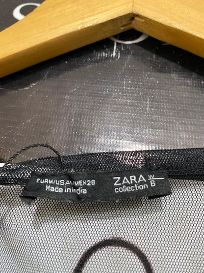 ZARA |M| BUST FREE| A25| ELEGANT BLACK FLORAL EMBROIDERED MESH MAXI DRESS