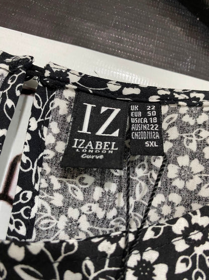 IZABEL |XL| BUST 24| A25| BLACK AND WHITE FLORAL PRINT MIDI DRESS