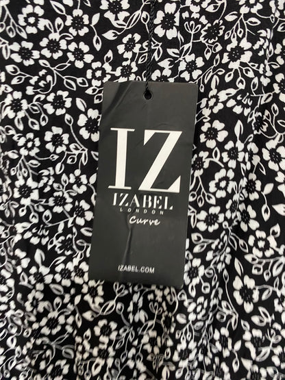 IZABEL |XL| BUST 24| A25| BLACK AND WHITE FLORAL PRINT MIDI DRESS
