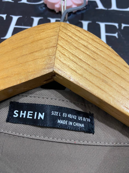 SHEIN |L| BUST 23| A25| TAUPE LONG-SLEEVE TIE-CUFF SHIRT DRESS / TUNIC