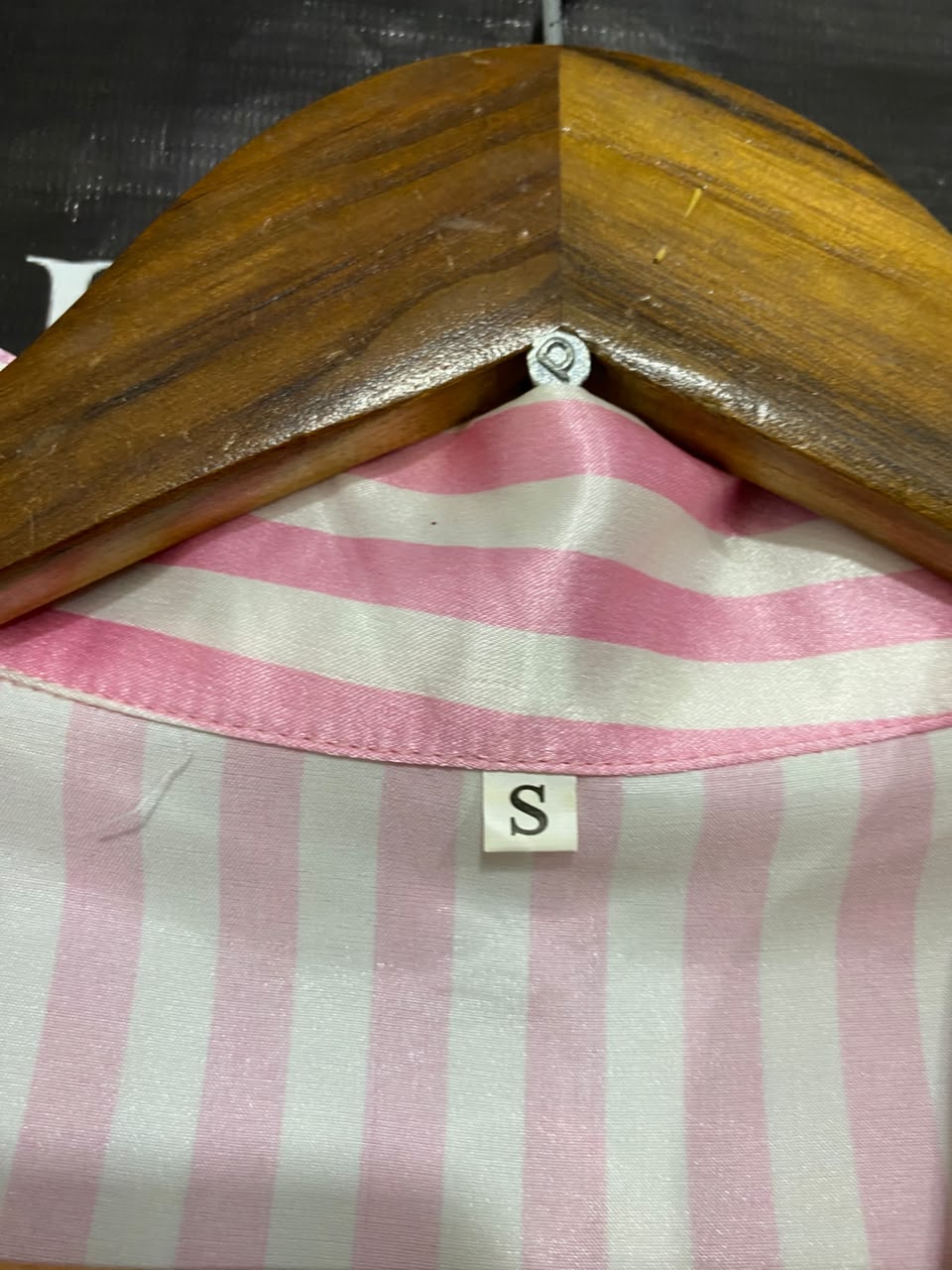 |S| A25| CLASSIC PINK AND WHITE STRIPED SATIN PAJAMA SET WITH PANTS