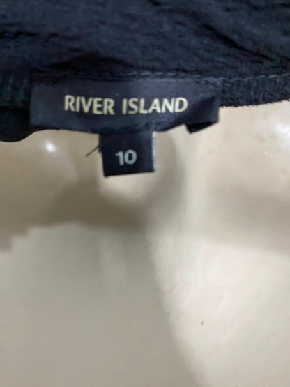 RIVER ISLAND |M| BUST 15| A25| BLACK STRAPLESS RUFFLED BODYCON MIDI DRESS
