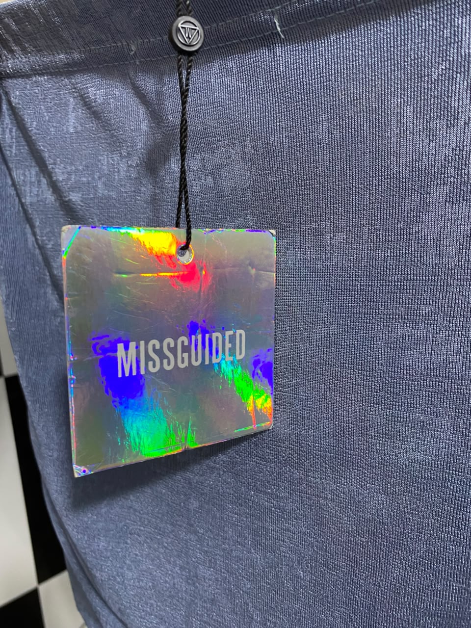 MISSGUIDED |M| BUST 15| A25| GLAMOROUS PERIWINKLE BLUE SHIMMER STRAPLESS BODYCON DRESS