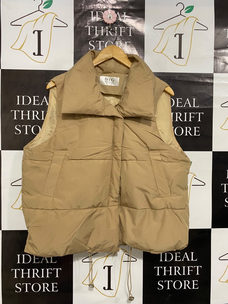 DIANYIGE |M| BUST 24| B46| CAMEL BROWN QUILTED PUFFER VEST