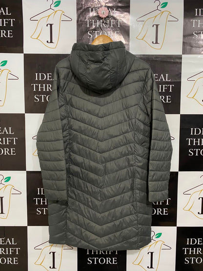 PRIMARK CARES |M| BUST 21| B33| DARK GRAY HOODED QUILTED LONG PUFFER COAT