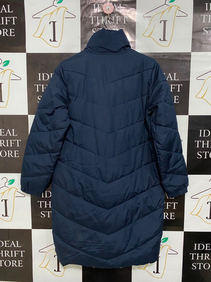 JACQUELINE DE YONG |M| BUST 21| B33| NAVY BLUE STAND-COLLAR LONG QUILTED PUFFER COAT
