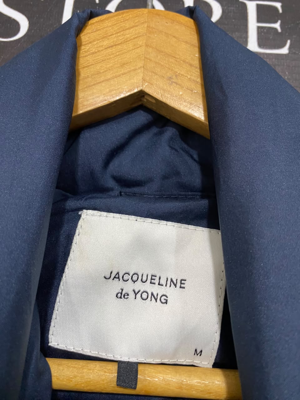 JACQUELINE DE YONG |M| BUST 21| B33| NAVY BLUE STAND-COLLAR LONG QUILTED PUFFER COAT