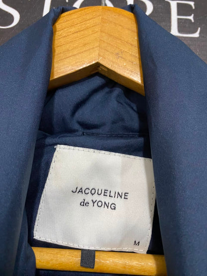 JACQUELINE DE YONG |M| BUST 21| B33| NAVY BLUE STAND-COLLAR LONG QUILTED PUFFER COAT