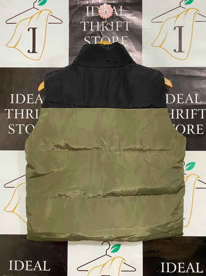 SHEIN |XS| BUST 21| B36| OLIVE GREEN AND BLACK COLORBLOCK QUILTED PUFFER VEST