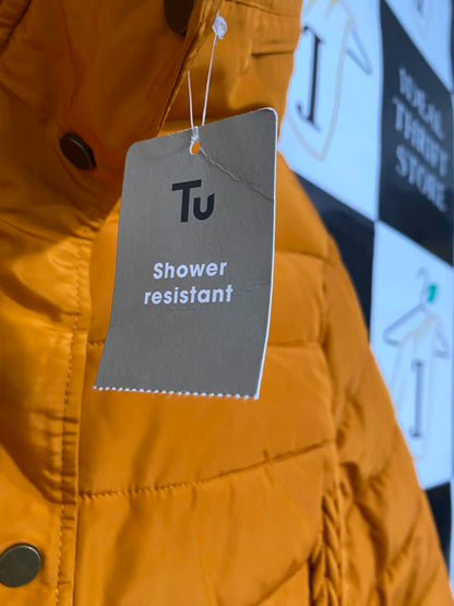TU WOMAN |L| BUST 22| B43| MUSTARD YELLOW QUILTED PUFFER JACKET WITH FAUX FUR LINING