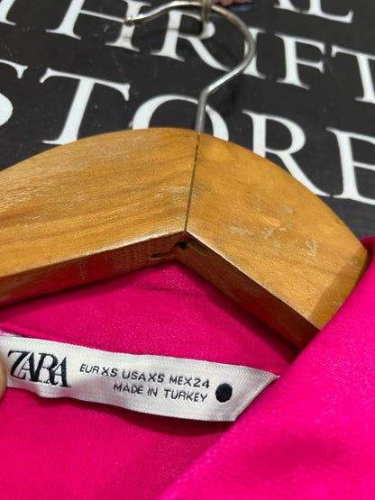 ZARA |XS| A24| VIBRANT HOT PINK SILKY BUTTON-DOWN SHIRT AND TROUSER SET