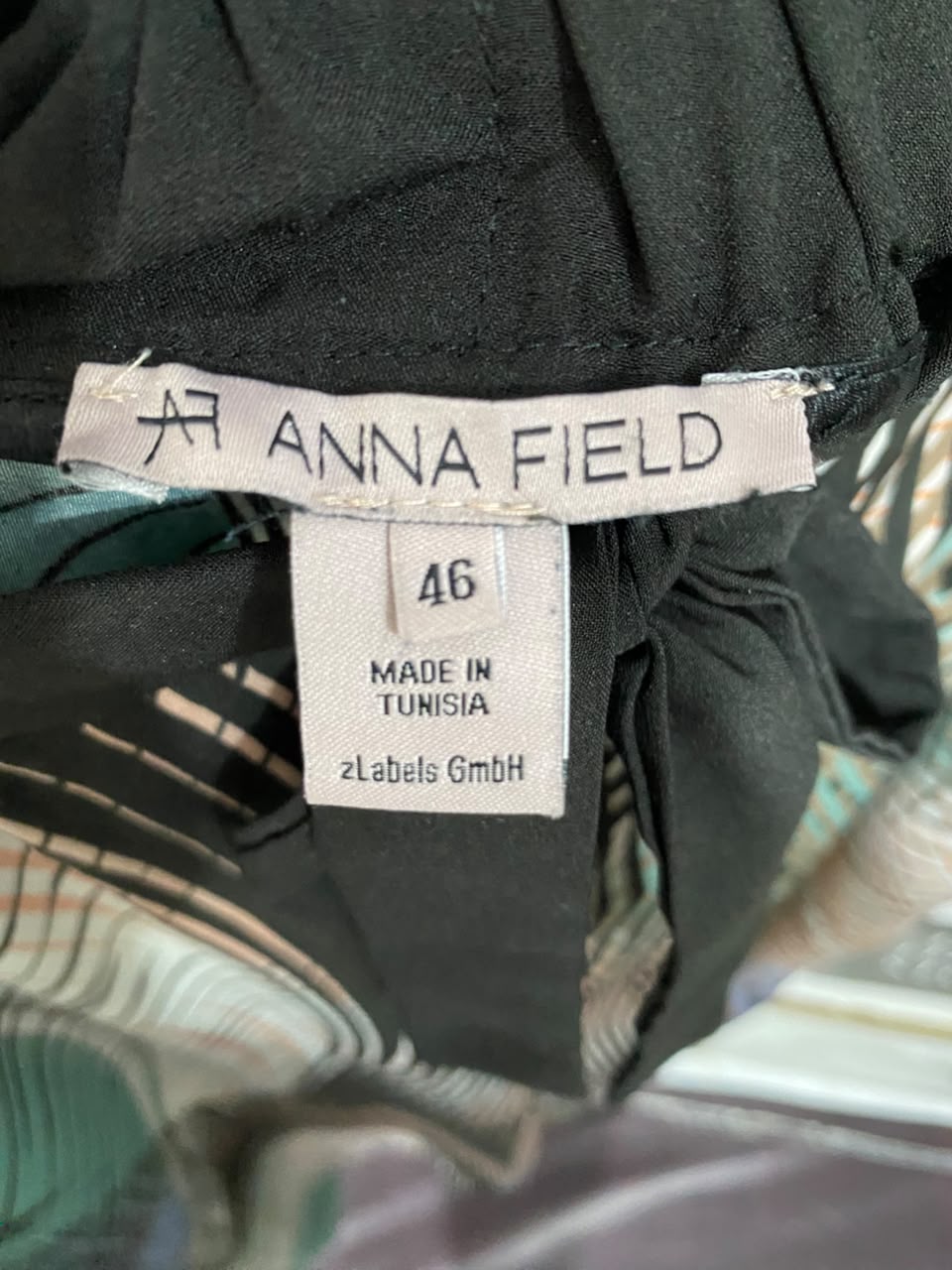 ANNA FIELD |L| WAIST 32| A24| ABSTRACT MULTICOLOR PRINT WIDE-LEG TIE-WAIST TROUSERS