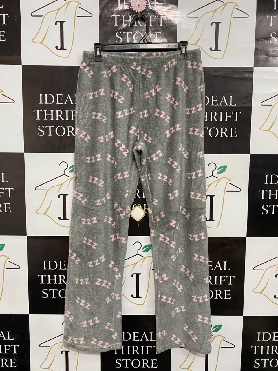 LOVE TO LOUNGE |M| WAIST 30| A24| HEATHER GRAY WITH LIGHT PINK "ZZZ" PRINT