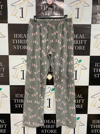 LOVE TO LOUNGE |M| WAIST 30| A24| HEATHER GRAY WITH LIGHT PINK "ZZZ" PRINT