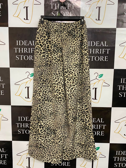 SHEIN |S| WAIST 25| A24| LEOPARD PRINT WIDE-LEG LOUNGE TROUSERS