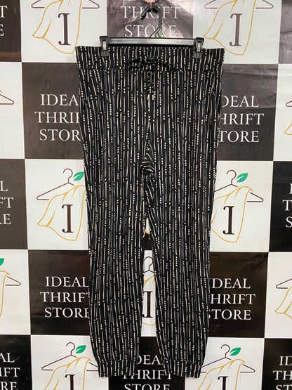 PRIMARK |XL| WAIST 34| A24| BLACK AND BEIGE DASHED STRIPE JOGGER LOUNGE PANTS