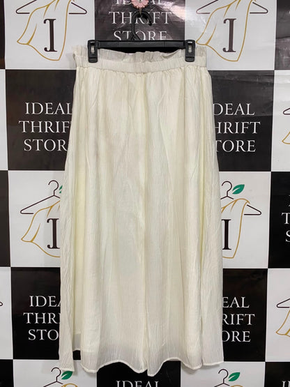 H&M |M| WAIST 29| A24| CREAM CRINKLE BUTTON-FRONT MIDI SKIRT