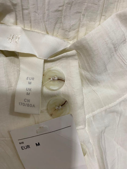 H&M |M| WAIST 29| A24| CREAM CRINKLE BUTTON-FRONT MIDI SKIRT
