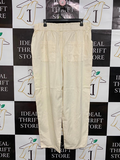 ZARA |L| WAIST 34| A24| CREAM CASUAL DRAWSTRING TROUSERS
