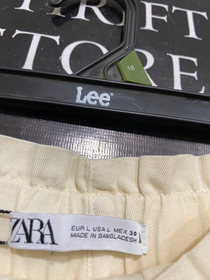ZARA |L| WAIST 34| A24| CREAM CASUAL DRAWSTRING TROUSERS