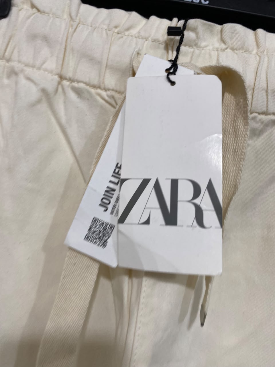 ZARA |L| WAIST 34| A24| CREAM CASUAL DRAWSTRING TROUSERS