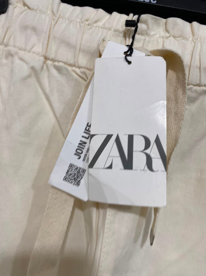 ZARA |L| WAIST 34| A24| CREAM CASUAL DRAWSTRING TROUSERS