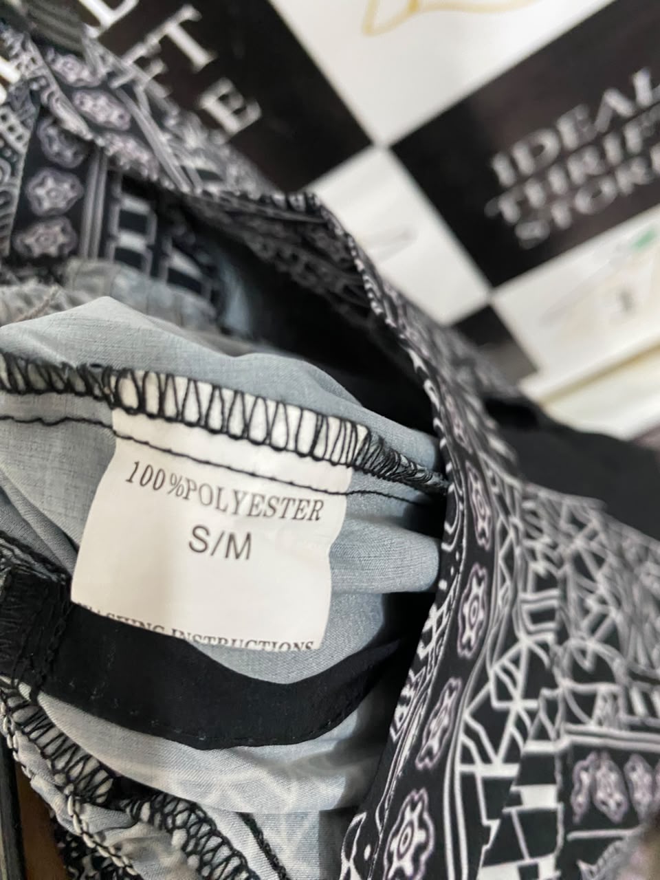 |S/M| WAIST 28| A24| BLACK AND WHITE MANDALA PRINT WIDE-LEG PALAZZO TROUSERS