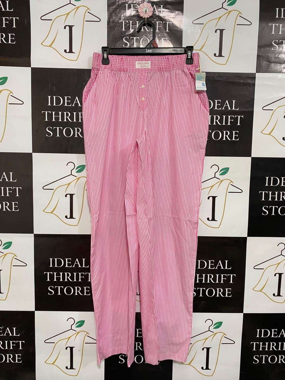 PRIMARK CARES |S| WAIST 28| A24| PINK AND WHITE STRIPED COTTON LOUNGE PANTS