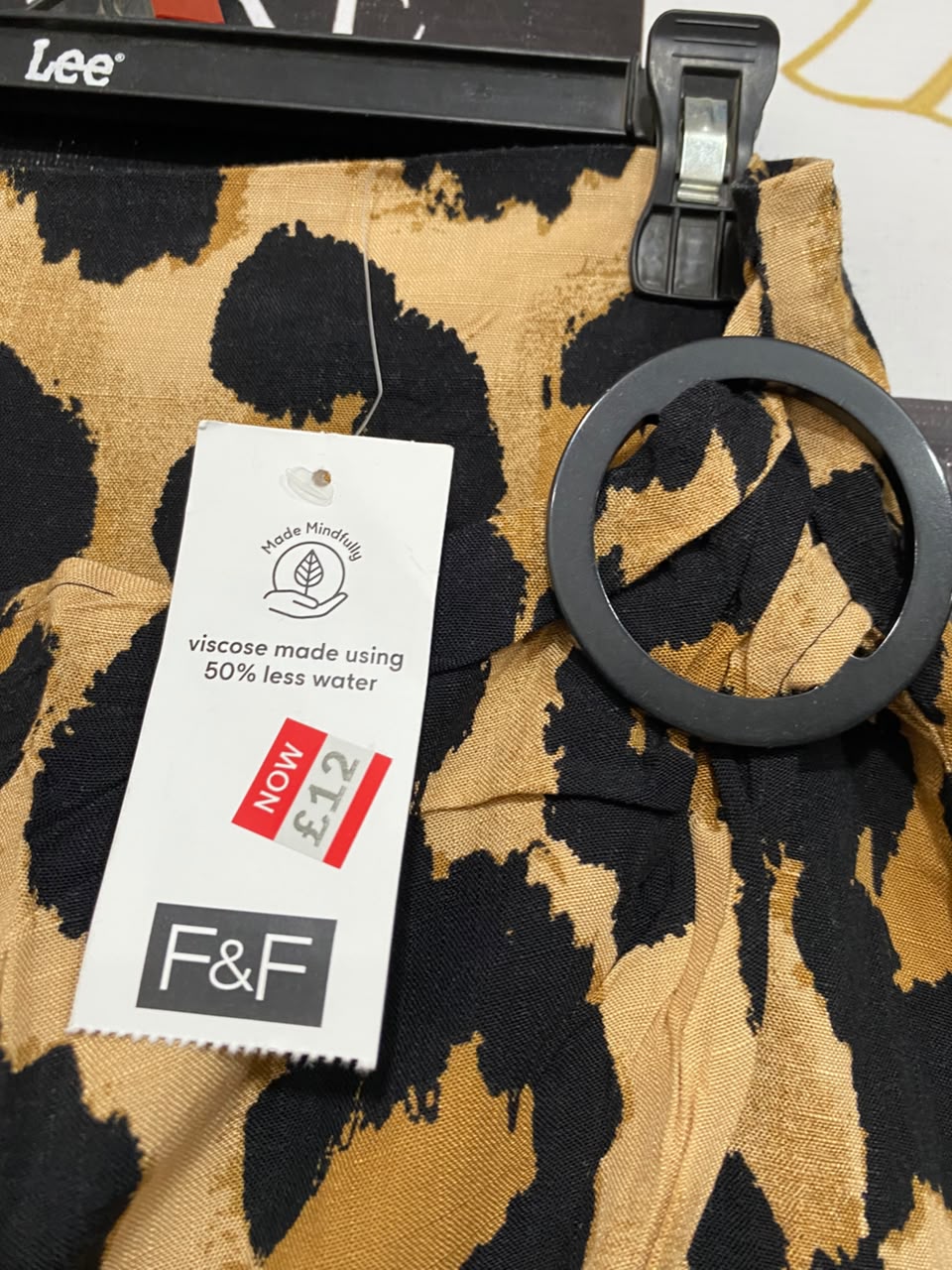 F&F |L| WAIST 30| A24| LEOPARD PRINT WRAP-STYLE MIDI SKIRT