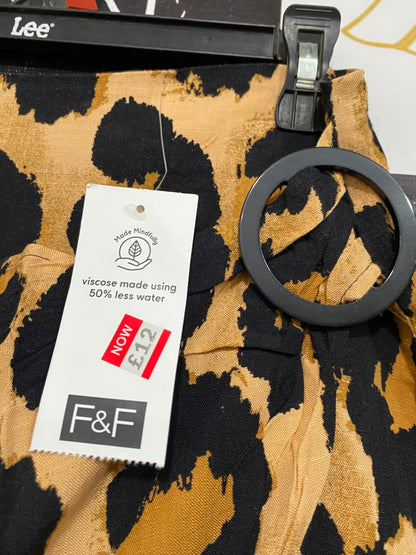 F&F |L| WAIST 30| A24| LEOPARD PRINT WRAP-STYLE MIDI SKIRT