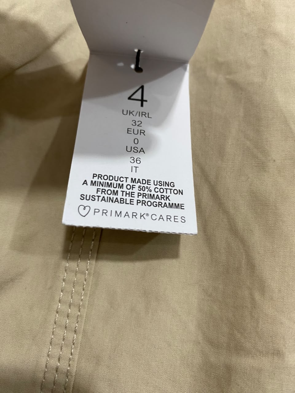 PRIMARK CARES |XS| WAIST 24| A24| BEIGE UTILITY CARGO TROUSERS
