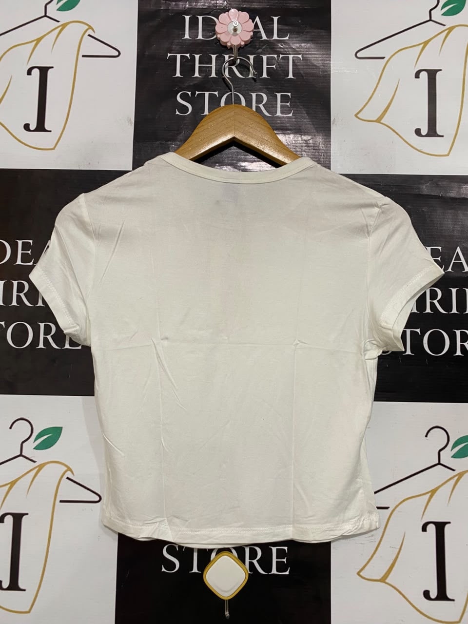 SHEIN |M| BUST 16| A24| WHITE CREW NECK CROP T-SHIRT