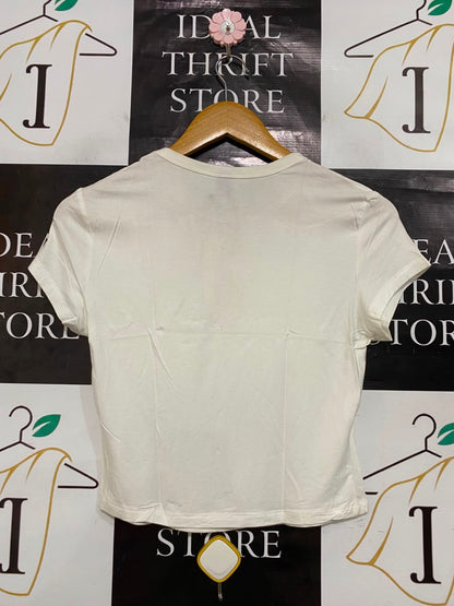 SHEIN |M| BUST 16| A24| WHITE CREW NECK CROP T-SHIRT