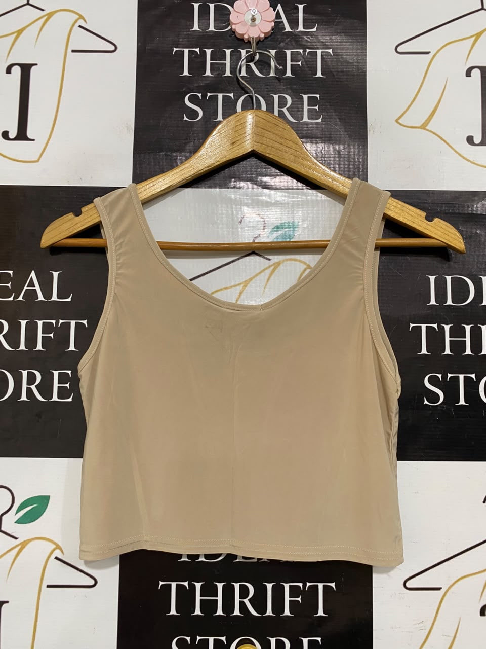 BOOHOO |S| BUST 15| A24| NUDE SCOOP NECK CROP TANK TOP