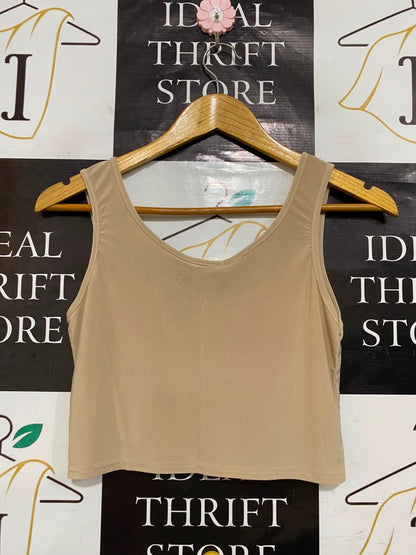 BOOHOO |S| BUST 15| A24| NUDE SCOOP NECK CROP TANK TOP