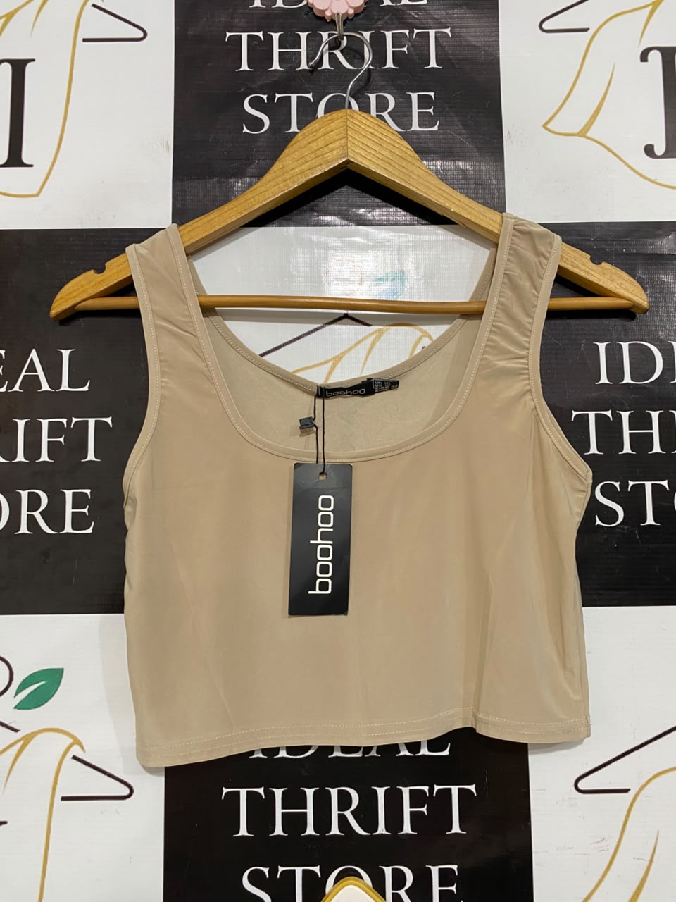 BOOHOO |S| BUST 15| A24| NUDE SCOOP NECK CROP TANK TOP