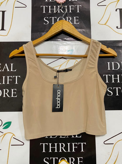 BOOHOO |S| BUST 15| A24| NUDE SCOOP NECK CROP TANK TOP