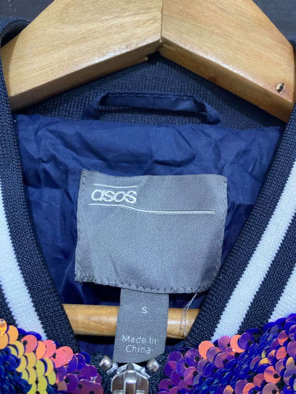 ASOS |S| BUST 22| A24| IRIDESCENT SEQUIN BOMBER JACKET