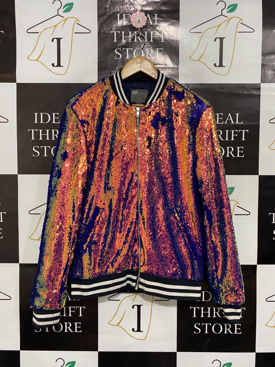 ASOS |S| BUST 22| A24| IRIDESCENT SEQUIN BOMBER JACKET